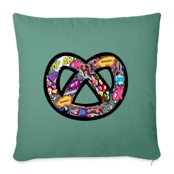 Logo t-shirt Bretzel Pop Art - Housse de coussin décorative 45 x 45 cm - vert sapin - Devant