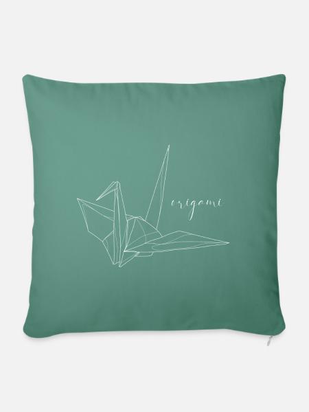 Origami Kranich - Sofakissenbezug 45 x 45 cm - Tanngrün