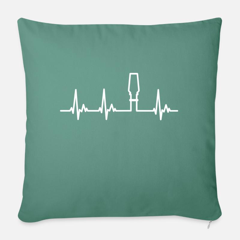Halbdiesel Herzschlag EKG - Sofakissenbezug 45 x 45 cm - Tanngrün