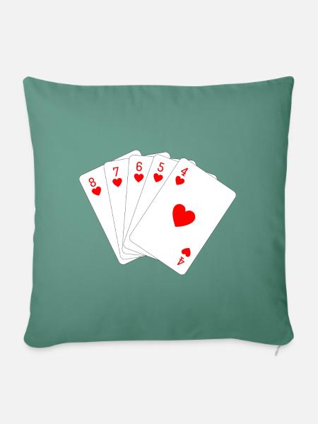 Straight Flush Poker Skat - Sofakissenbezug 45 x 45 cm - Tanngrün
