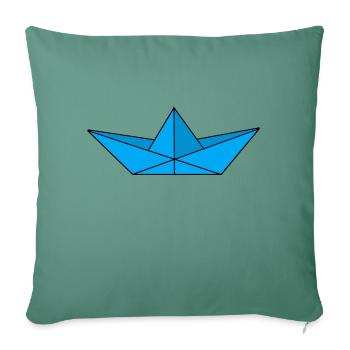 Paper ship turquoise - Sofa pillowcase 17,3'' x 17,3'' (45 x 45 cm) - cypress green - Front