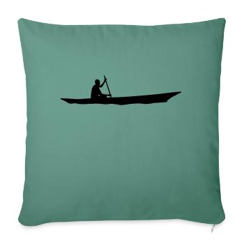 dessin en silhouette pirogue afrique bateau - Housse de coussin décorative 45 x 45 cm - vert sapin - Devant