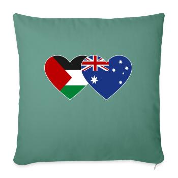 Drapeau de la Palestine Australie Coeur - Housse de coussin décorative 45 x 45 cm - vert sapin - Devant