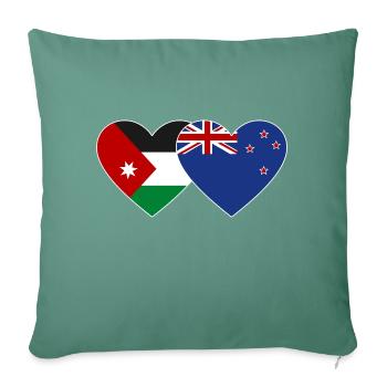 Drapeau de la Jordanie Nouvelle-Zélande Coeur - Housse de coussin décorative 45 x 45 cm - vert sapin - Devant
