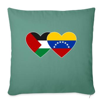 Palestine Venezuela Drapeau Coeur - Housse de coussin décorative 45 x 45 cm - vert sapin - Devant