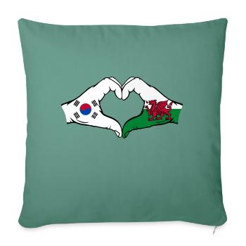 Südkorea Wales Flagge Hände Herzform - Sofakissenbezug 45 x 45 cm - Tanngrün - Vorne