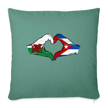 Wales Cuba Flag Hands Heart Shape Used - Sofa pillowcase 17,3'' x 17,3'' (45 x 45 cm) - cypress green - Front