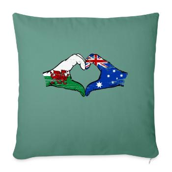 Wales Australia flag hands heart shape used - Sofa pillowcase 17,3'' x 17,3'' (45 x 45 cm) - cypress green - Front