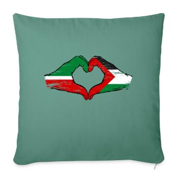 Tatarstan Palestine flag hands heart shape used - Sofa pillowcase 17,3'' x 17,3'' (45 x 45 cm) - cypress green - Front