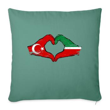Turkey Tatarstan flag hands heart shape used - Sofa pillowcase 17,3'' x 17,3'' (45 x 45 cm) - cypress green - Front