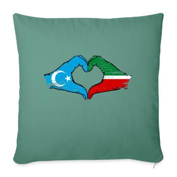 Uyghur Tatarstan flag hands heart shape used - Sofa pillowcase 17,3'' x 17,3'' (45 x 45 cm) - cypress green - Front