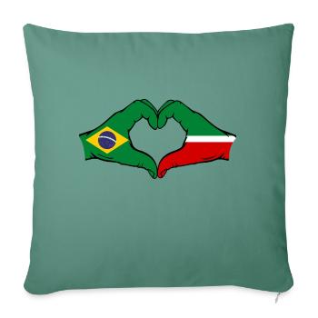 Brazil Tatarstan Flag Hands Heart Shape - Sofa pillowcase 17,3'' x 17,3'' (45 x 45 cm) - cypress green - Front