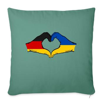 Germany Ukraine Flag Hands Heart Shape - Sofa pillowcase 17,3'' x 17,3'' (45 x 45 cm) - cypress green - Front