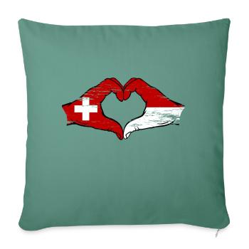 Suisse Monaco Drapeau Aiguilles Coeur Utilisé - Housse de coussin décorative 45 x 45 cm - vert sapin - Devant