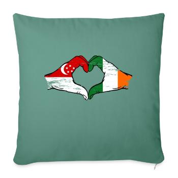 Singapore Ireland Flag Hands Heart Shape Used - Sofa pillowcase 17,3'' x 17,3'' (45 x 45 cm) - cypress green - Front