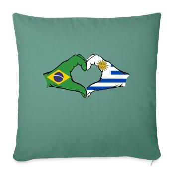 Brasilien Uruguay Flagge Hände Herzform - Sofakissenbezug 45 x 45 cm - Tanngrün - Vorne