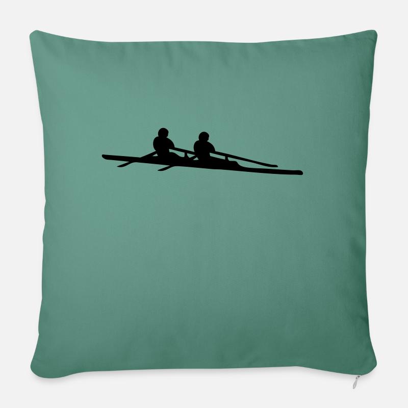 aviron double Double scull - Housse de coussin décorative 45 x 45 cm - vert sapin