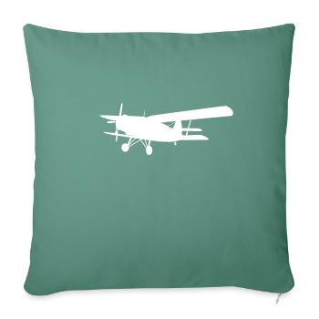 Avion biplan, silhouette - Housse de coussin décorative 45 x 45 cm - vert sapin - Devant
