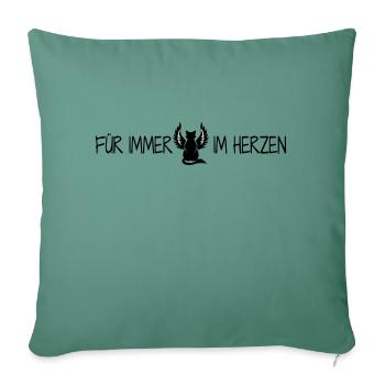 Pour toujours dans le cœur - Housse de coussin décorative 45 x 45 cm - vert sapin - Devant