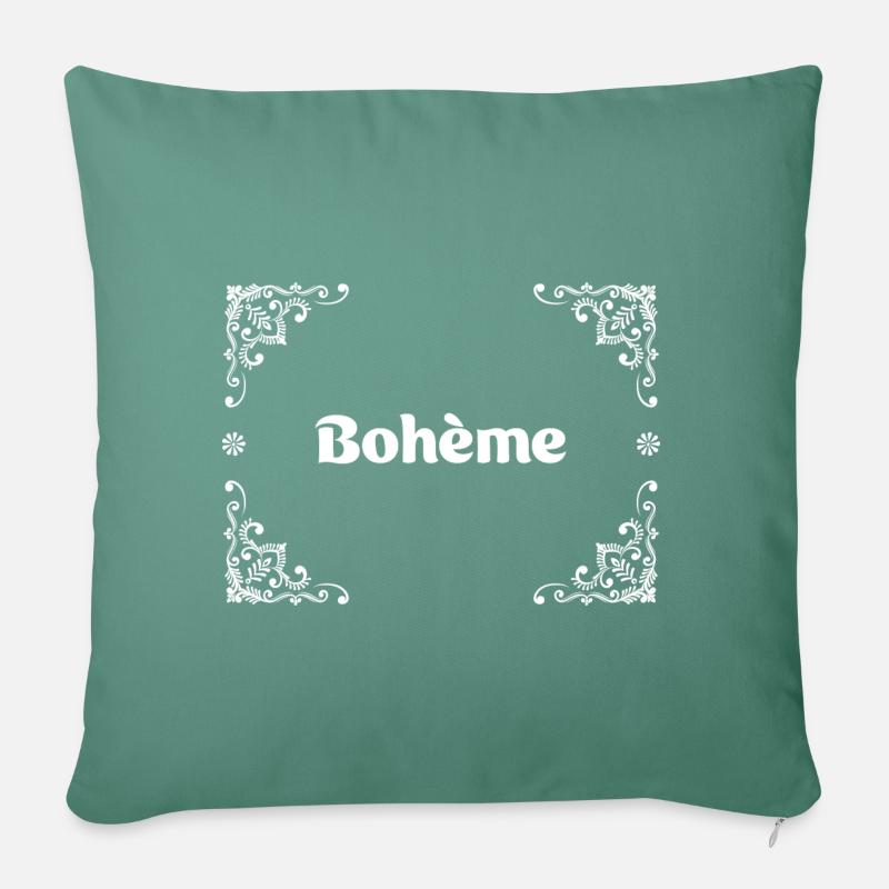 La Bohème (weiß) - Sofakissenbezug 45 x 45 cm - Tanngrün