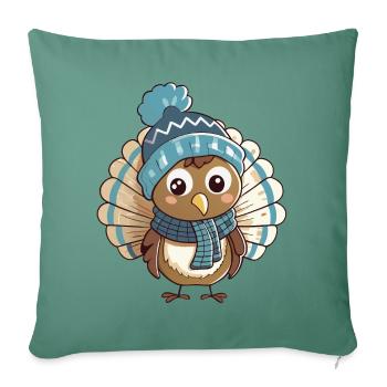 Cute turkey with scarf and bobble hat. - Sofa pillowcase 17,3'' x 17,3'' (45 x 45 cm) - cypress green - Front
