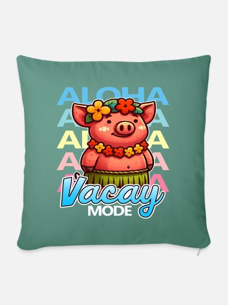 Aloha Vacay Schwein - Sofakissenbezug 45 x 45 cm - Tanngrün