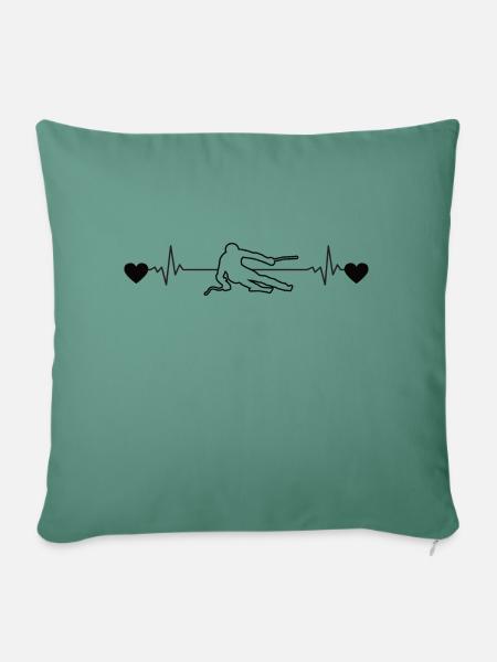 Skifahrer Skifahren EKG Wintersport Herzschlag Ski - Sofakissenbezug 45 x 45 cm - Tanngrün