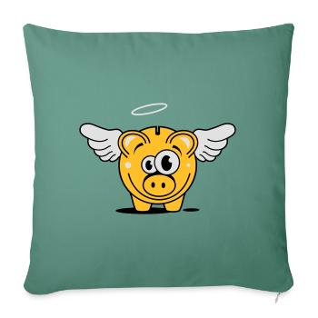 A piggy bank with wings and halo - Sofa pillowcase 17,3'' x 17,3'' (45 x 45 cm) - cypress green - Front
