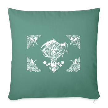 Dragon et jdr - Housse de coussin décorative 45 x 45 cm - vert sapin - Devant