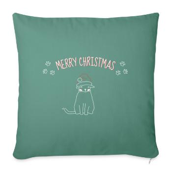Cat Merry Christmas Chat Joyeux Noël - Sofa pillowcase 17,3'' x 17,3'' (45 x 45 cm) - cypress green - Front