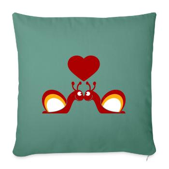 2 Snail Shell Snails Team In Love Friends - Sofa pillowcase 17,3'' x 17,3'' (45 x 45 cm) - cypress green - Front