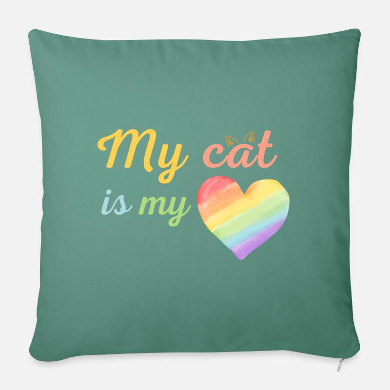 Meine Katze ist meine liebe Regenbogenfarben - Sofakissenbezug 45 x 45 cm - Tanngrün
