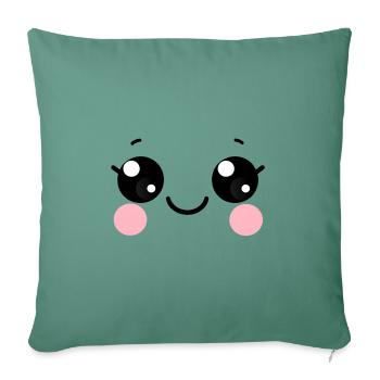 Kawaii eyes, happy face, facial expression - Sofa pillowcase 17,3'' x 17,3'' (45 x 45 cm) - cypress green - Front