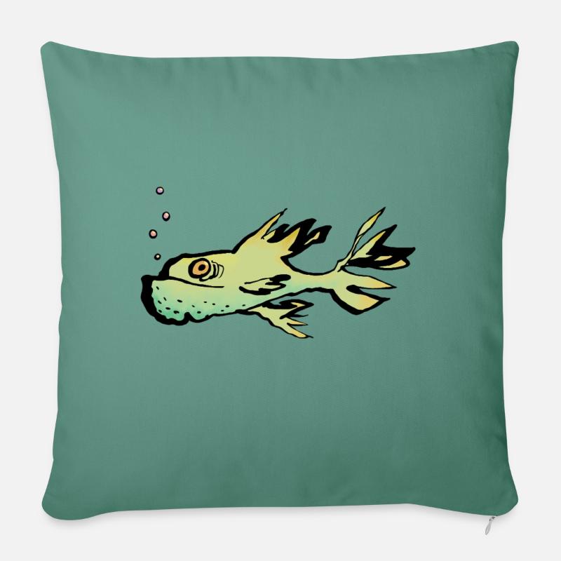 Poisson - Housse de coussin décorative 45 x 45 cm - vert sapin
