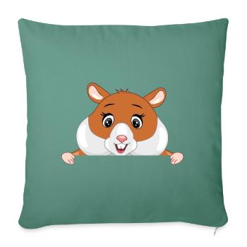 Happy peeking hamster - Sofa pillowcase 17,3'' x 17,3'' (45 x 45 cm) - cypress green - Front