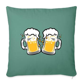 02 Two mass beers to clink glasses 3c - Sofa pillowcase 17,3'' x 17,3'' (45 x 45 cm) - cypress green - Front