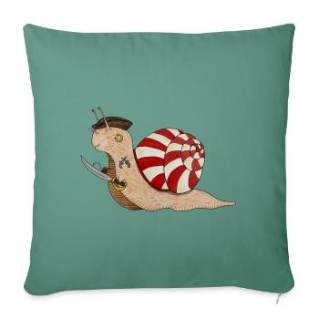Piratenschnecke Pirat Schnecke Seeräuber Freibeute - Sofakissenbezug 45 x 45 cm - Tanngrün - Vorne