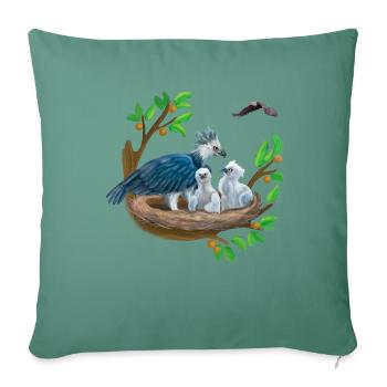 Harpy with small ones in the nest and eagle - Sofa pillowcase 17,3'' x 17,3'' (45 x 45 cm) - cypress green - Front