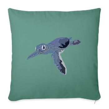 Turtle flying through the sea - Sofa pillowcase 17,3'' x 17,3'' (45 x 45 cm) - cypress green - Front