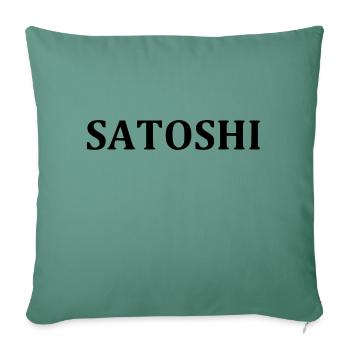 Lettrage SATOSHI pour Bitcoiner Blockchain - Housse de coussin décorative 45 x 45 cm - vert sapin - Devant