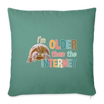 Je suis plus âgé qu’Internet - Tortue - Housse de coussin décorative 45 x 45 cm - vert sapin - Devant