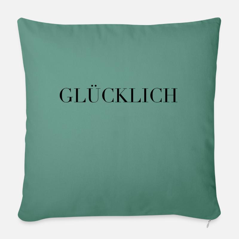 GLÜCKLICH - Sofakissenbezug 45 x 45 cm - Tanngrün