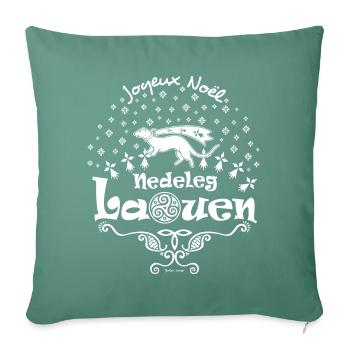 Noël de Bretagne - Housse de coussin décorative 45 x 45 cm - vert sapin - Devant