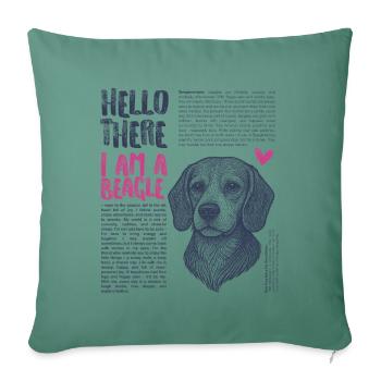 Beagle – Neugierig, Treu & Immer In Bewegung - Sofakissenbezug 45 x 45 cm - Tanngrün - Vorne