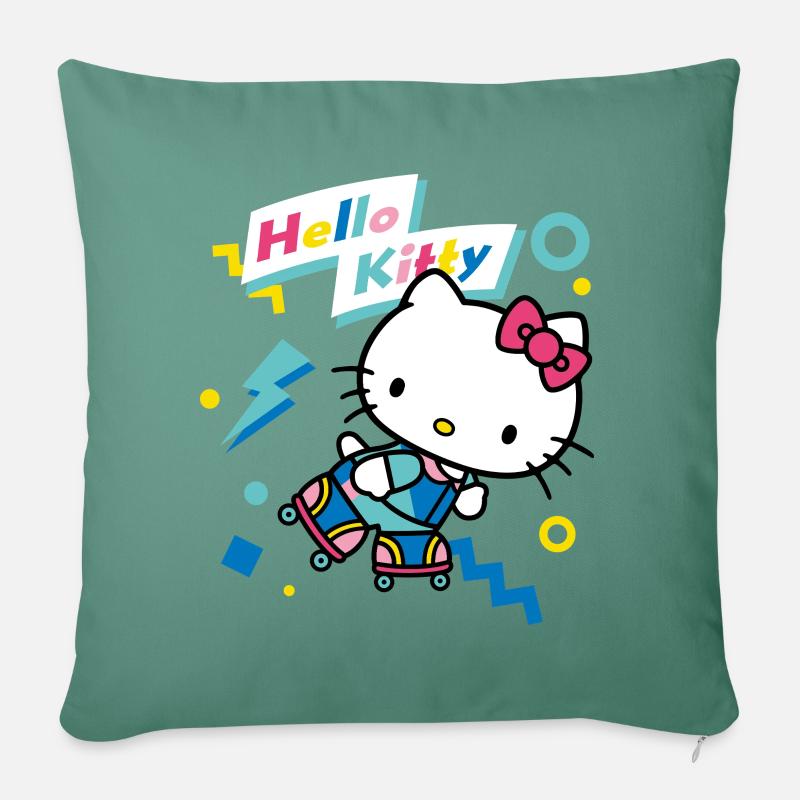 Hello Kitty Avec Des Patins À Roulettes - Housse de coussin décorative 45 x 45 cm - vert sapin