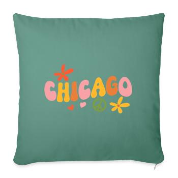 Chicago 70s Hippie - Sofa pillowcase 17,3'' x 17,3'' (45 x 45 cm) - cypress green - Front