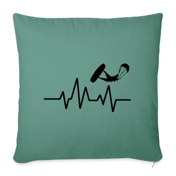 Kitesurfen Herzschlag Kiteboarding Kite Heartbeat - Sofakissenbezug 45 x 45 cm - Tanngrün - Vorne