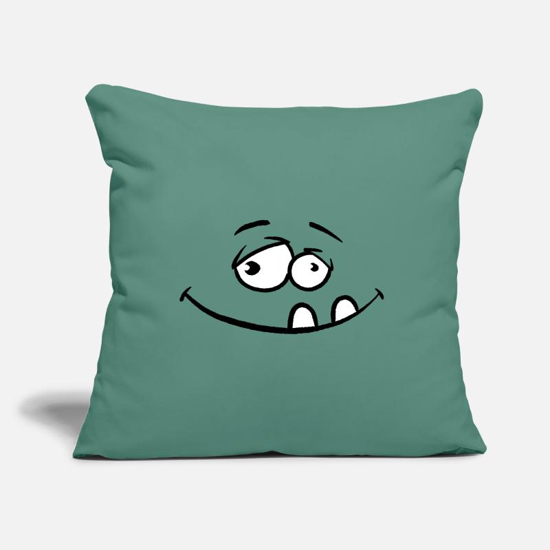 Drôle de visage de dessin animé satisfait Housse de coussin décorative 45 x 45 cm