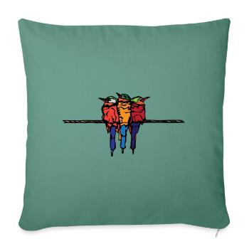 Birds - Sofa pillowcase 17,3'' x 17,3'' (45 x 45 cm) - cypress green - Front