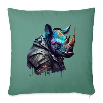 CS Rhino, animal de la collection Cyber Squad - Housse de coussin décorative 45 x 45 cm - vert sapin - Devant